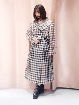 「オーガンジー」｜「アイテム（トレンチコート）」を使った、kanaeさん（レディース・159cm）の冬コーディネート