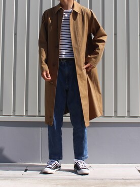 「フレンチカジュアル」｜「アイテム（ステンカラーコート）」を使った、Rさん（メンズ・173cm）の春コーディネート