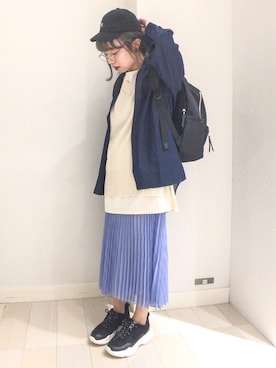 「FILA（フィラ）のアイテム（帽子）」を使った、バヤコさん（レディース・161cm）の春コーディネート