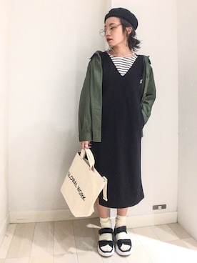 「平成最後のWEARISTAセンバツ」｜「アイテム（ハンチング/ベレー帽）」を使った、バヤコさん（レディース・161cm）の春コーディネート