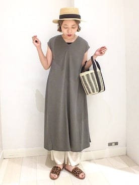 「GLOBAL WORK（グローバルワーク）のアイテム（かごバッグ）」を使った、バヤコさん（レディース・160cm）の夏コーディネート