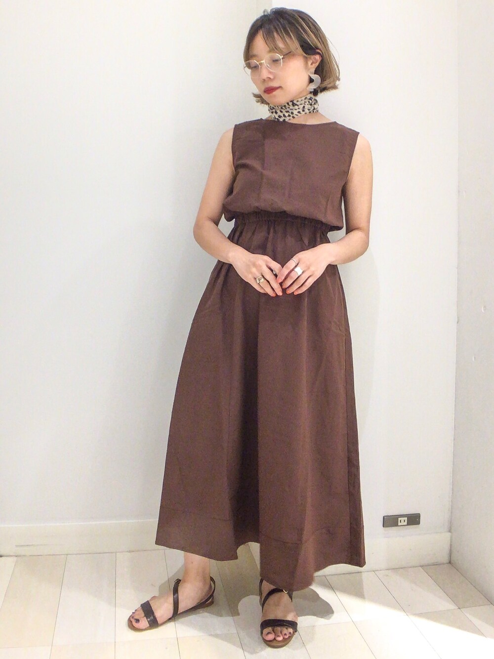 クラネclane リネンノースリーブ マキシワンピース GLOBAL WORK（グローバルワーク）の「リネンノースリーブマキシ