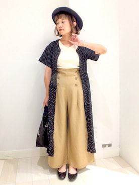 「ノースリーブニット」｜「アイテム（帽子）」を使った、バヤコさん（レディース・161cm）の夏コーディネート