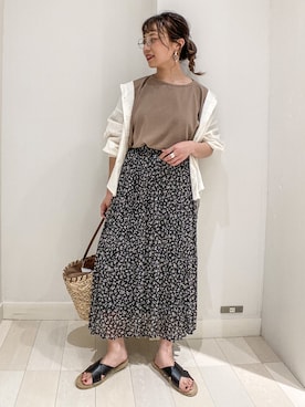 「GLOBAL WORK（グローバルワーク）のアイテム（かごバッグ）」を使った、バヤコさん（レディース・161cm）の春コーディネート