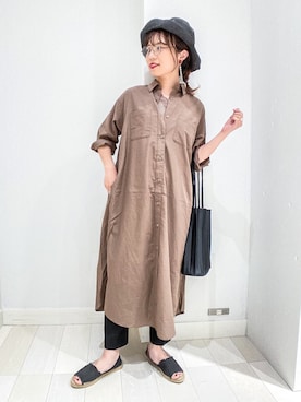 「アイテム（シャツワンピース）」を使った、バヤコさん（レディース・161cm・30代）の夏コーディネート
