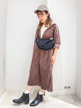 「アイテム（シャツワンピース）」を使った、バヤコさん（レディース・161cm・30代）の秋コーディネート