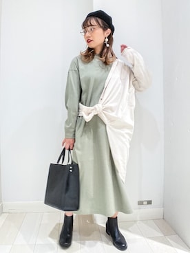 「アイテム（シャツワンピース）」を使った、バヤコさん（レディース・161cm・30代）の秋コーディネート