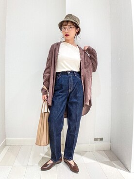 「プリーツバッグ」｜「アイテム（帽子）」を使った、バヤコさん（レディース・161cm）の秋コーディネート