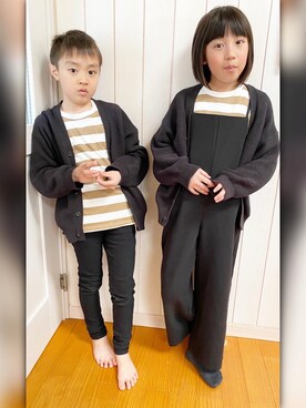 「シミラールック」｜「アイテム（オールインワン・サロペット）」を使った、fumika.mさん（キッズ・125cm）の春コーディネート