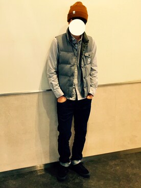 「Steven Alan（スティーブンアラン）のアイテム（ニットキャップ/ビーニー）」を使った、たいがさん（メンズ・176cm）の冬コーディネート