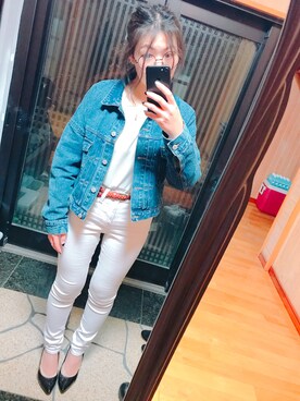 「SpRay PREMIUM（スプレイプレミアム）のアイテム（デニムジャケット）」を使った、Risa.さん（レディース・157cm）の春コーディネート