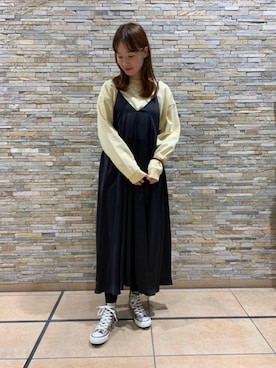 「CONVERSE（コンバース）の＜CONVERSE（コンバース）＞ALL STAR US CAMO HI/スニーカー ◆（スニーカー）」を使った、KYOKO MATSUMOTOさん（レディース・171cm）の冬コーディネート