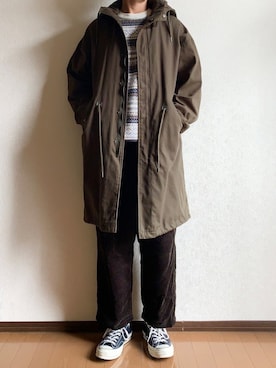 「CASPER JOHN（キャスパージョン）のアイテム（モッズコート）」を使った、raiさん（メンズ・177cm）の秋コーディネート