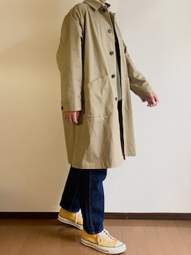 「SHIPS（シップス）のアイテム（ステンカラーコート）」を使った、raiさん（メンズ・177cm）の秋コーディネート