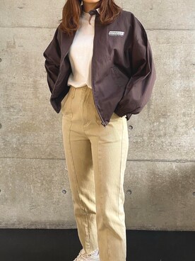 「韓国」｜「アイテム（ブルゾン）」を使った、Shiinaさん（レディース・167cm）の冬コーディネート