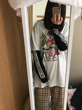 「ゆるゆる」｜「アイテム（スウェット）」を使った、かえでさん（レディース・158cm）の春コーディネート