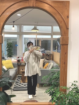 「GRL（グレイル）のリブニットフレアパンツ（その他パンツ）」を使った、mocho0703さん（レディース・153cm）の春コーディネート