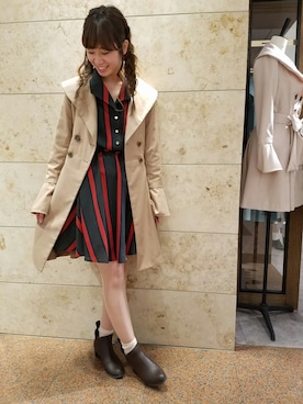 「REDYAZEL（レディアゼル）のアイテム（トレンチコート）」を使った、hikaruさん（レディース・155cm）の冬コーディネート