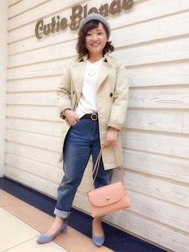 「ウエストイン」｜「アイテム（トレンチコート）」を使った、kitaさん（レディース・147cm）の冬コーディネート
