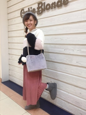 「プリーツ」｜「アイテム（ハンチング/ベレー帽）」を使った、kitaさん（レディース・147cm）の秋コーディネート