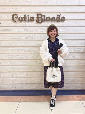 Cutie Blonde キューティーブロンド の ウエストコードチェック柄シャツワンピース ワンピース Wear