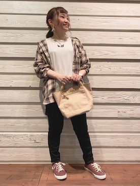 「USAコットン」｜「アイテム（アクセサリー）」を使った、kitaさん（レディース・147cm）の秋コーディネート