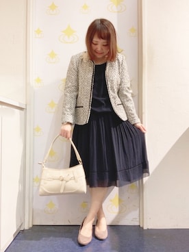 「アイテム（ノーカラージャケット、ブラック系）」を使った、kitaさん（レディース・147cm）の冬コーディネート