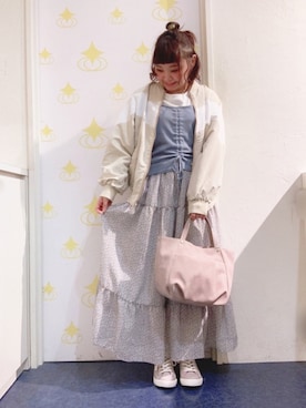 「ティアードスカート」｜「アイテム（その他トップス）」を使った、kitaさん（レディース・147cm）の春コーディネート