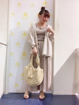 「SHOO・LA・RUE（シューラルー）の◆【S-3L】フレンチリネン前開きシャツ（シャツ/ブラウス）」を使った、kitaさん（レディース・147cm）の春コーディネート