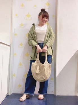 「SHOO・LA・RUE（シューラルー）の◆【S-3L】フレンチリネン前開きシャツ（シャツ/ブラウス）」を使った、kitaさん（レディース・147cm）の春コーディネート