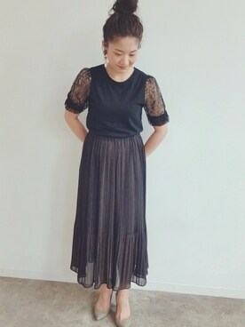 KANEKOさんの「プリーツヘムフレアスカート」を使ったコーディネート