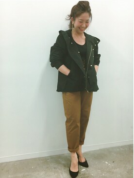 「アイテム（カーゴパンツ）」を使った、KANEKOさん（レディース・155cm）の夏コーディネート