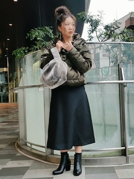 「アイテム（ダウンジャケット/コート）」を使った、KANEKOさん（レディース・155cm）の冬コーディネート