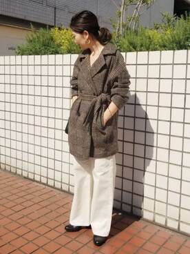 「ADAM ET ROPE'（アダムエロペ）のアイテム（チェスターコート）」を使った、KANEKOさん（レディース・155cm）の秋コーディネート
