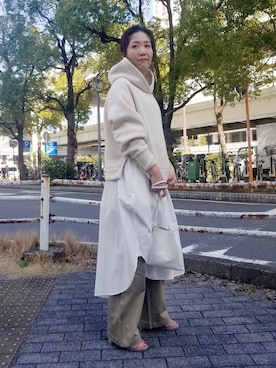 「アイテム（チノパンツ）」を使った、KANEKOさん（レディース・154cm）の冬コーディネート