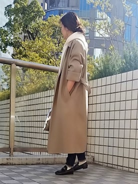 「ADAM ET ROPE'（アダムエロペ）のアイテム（チェスターコート）」を使った、KANEKOさん（レディース・155cm）の冬コーディネート