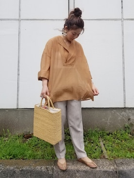 「アイテム（バレエシューズ）」を使った、KANEKOさん（レディース・154cm）の夏コーディネート