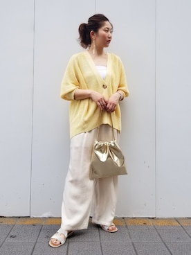 「アイテム（ショルダーバッグ、ゴールド系）」を使った、KANEKOさん（レディース・154cm）の夏コーディネート