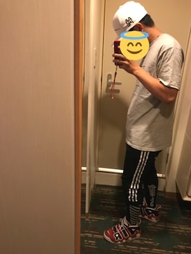 「AAPE BY A BATHING APE（エーエイプバイアベイシングエイプ）のアイテム（帽子）」を使った、Ｄさん（メンズ・168cm）の夏コーディネート