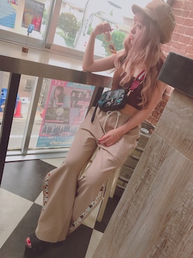 「アイテム（その他トップス、ブラウン系）」を使った、MIHOさん（レディース・150cm）の夏コーディネート