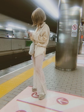 「アイテム（シャツワンピース、ゴールド系）」を使った、MIHOさん（レディース・150cm）の夏コーディネート