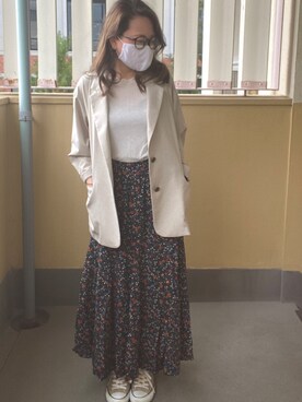 「Green　Parks（グリーンパークス）のアイテム（スカート、その他）」を使った、ゆかさん（レディース・156cm）の夏コーディネート