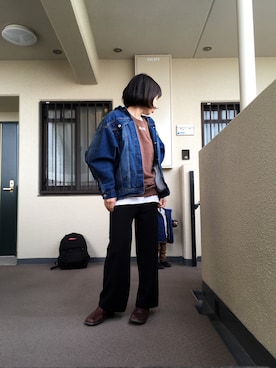 「GRL（グレイル）のアイテム（デニムジャケット）」を使った、kayonさん（レディース・158cm）の冬コーディネート