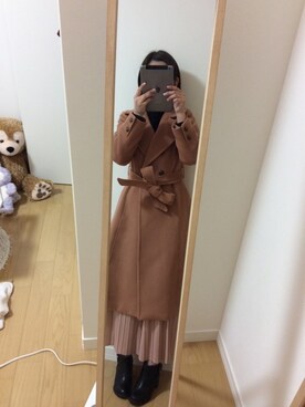 「LILY BROWN（リリーブラウン）のアイテム（ジャケット/アウター、ブラウン系）」を使った、いぐつさん（レディース・155cm）の春コーディネート