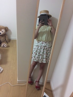 「WEGO（ウィゴー）のアイテム（スカート、ホワイト系）」を使った、いぐつさん（レディース・155cm）の夏コーディネート