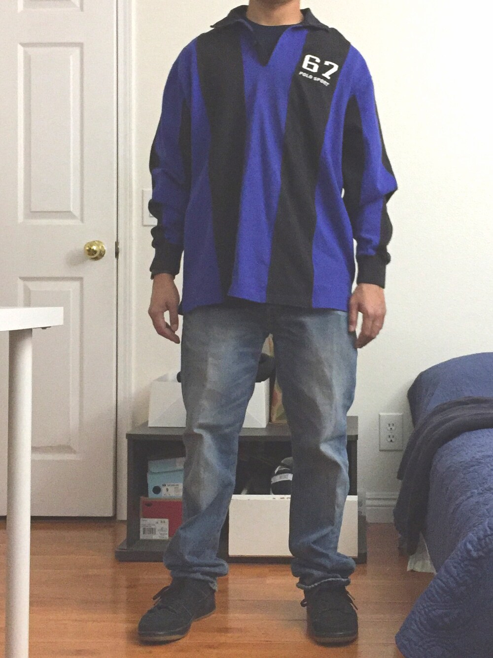 「nike sb 、CASIO、polosport」｜「POLO SPORTSのアイテム（スウェット、ブルー系）」を使った、kriskrushさん（メンズ・168cm）の冬コーディネートの1枚目の写真