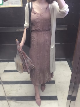 「ロングドレス」｜「アイテム（ジャンパースカート）」を使った、♡イチゴ♡さん（レディース・162cm）の春コーディネート