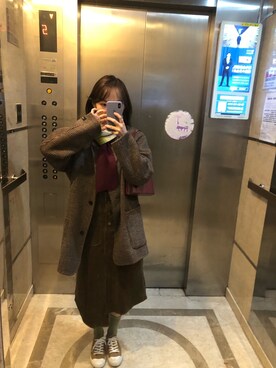 「アイテム（ピーコート、ブラウン系）」を使った、sissiさん（レディース・162cm）の秋コーディネート