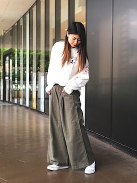 「新作」｜「アイテム（スリッポン）」を使った、ヤマモトマイさん（レディース・165cm）の夏コーディネート