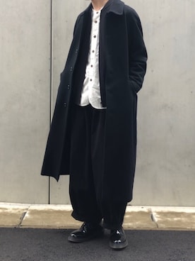 「アイテム（ステンカラーコート）」を使った、mashiさん（メンズ・174cm・20代）の春コーディネート